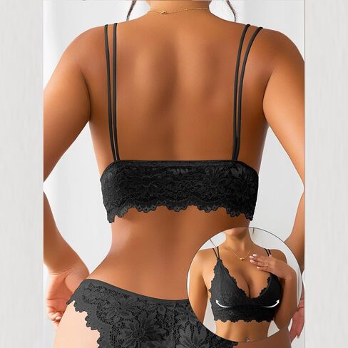 Sexy Bras for Women Lace Bralettes with Underwire Push Up Women's Balconette Lingeries Bra Spaghetti Strap Bras in Saudi Arabia