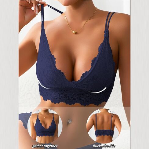 Sexy Bras for Women Lace Bralettes with Underwire Push Up Women's Balconette Lingeries Bra Spaghetti Strap Bras in Saudi Arabia