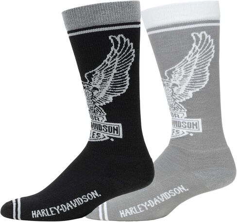 Harley-Davidson Men's 2-Pack Eagle Logo Moisture Wicking Mid-Calf Socks in Saudi Arabia