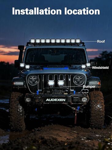 AUDEXEN 4.5 Inch LED Pods Lights 110W - Offroad Driving Light with Amber Side Marker, 800% Bright White & Amber Combo Work Lights Flood Spot Beam, LED Cubes Fog Lamp for Jeep Trucks ATV UTV RZR SUV in Saudi Arabia