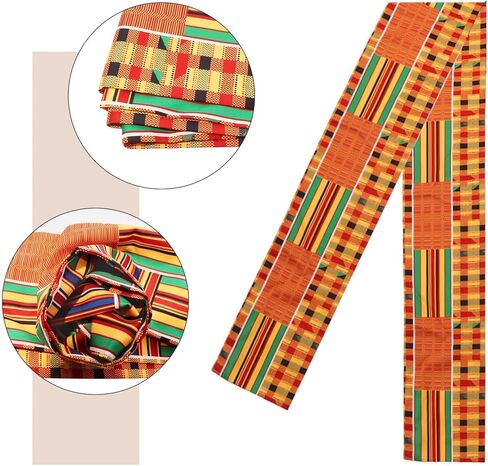 2 قطعة Kente الأفريقية نمط الكوفي قبعة الرجال الأفريقية طباعة وشاح أسود التاريخ الأفريقي سرق وشاح التخرج النساء الإكسسوارات in Kuwait