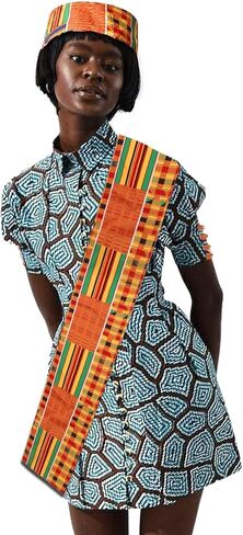2 قطعة Kente الأفريقية نمط الكوفي قبعة الرجال الأفريقية طباعة وشاح أسود التاريخ الأفريقي سرق وشاح التخرج النساء الإكسسوارات in Kuwait