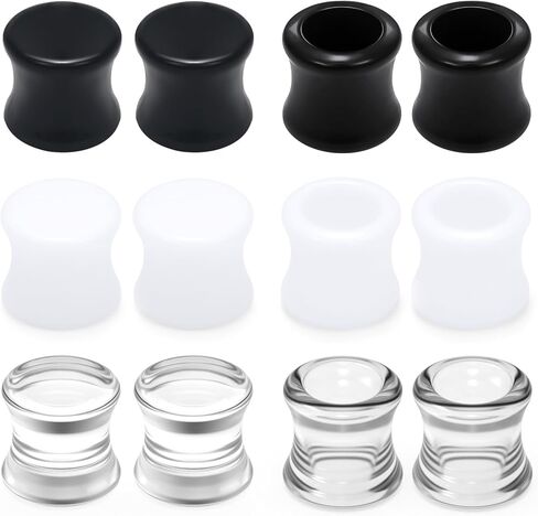 Ears Gauges Tunnels Plugs for Women Acrylic Solid Tunnel Ear Gauge Stretching Kit 6G to 1 1/4 Inch (4MM- 30MM) Expander Stretcher Plug Earrings Piercing Jewelry for Women Black White Clear in Kuwait