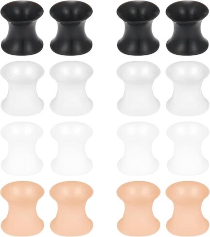 الأذنين مقاييس الأنفاق المقابس للنساء سيليكون قياس الأذن تمتد عدة 10G إلى 1 "(2.5MM- 25MM) المتوسع نقالة التوصيل الأقراط لثقب المجوهرات للنساء أسود أبيض واضح اللحم in Kuwait