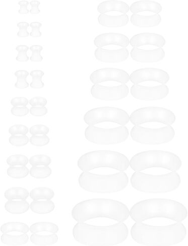 Ears Gauges Tunnels Plugs for Women Silicone Ear Gauge Stretching Kit 10G to 1" (2.5MM- 25MM) Expander Stretcher Plug Earrings for Piercing Jewelry for Women (Black White Clear Flesh) in Kuwait