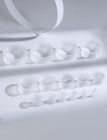 Ears Gauges Tunnels Plugs for Women Silicone Ear Gauge Stretching Kit 10G to 1" (2.5MM- 25MM) Expander Stretcher Plug Earrings for Piercing Jewelry for Women (Black White Clear Flesh) in Kuwait