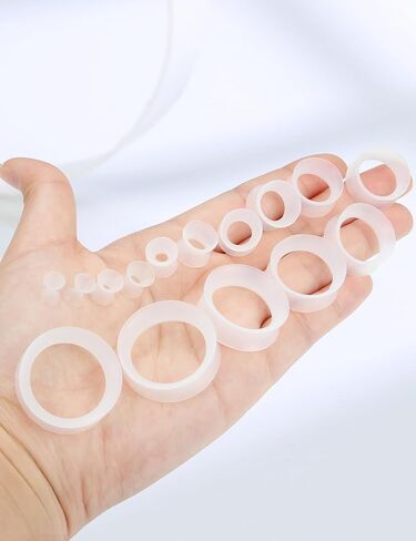 Ears Gauges Tunnels Plugs for Women Silicone Ear Gauge Stretching Kit 10G to 1" (2.5MM- 25MM) Expander Stretcher Plug Earrings for Piercing Jewelry for Women (Black White Clear Flesh) in Kuwait
