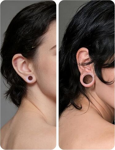 Ears Gauges Tunnels Plugs for Women Silicone Ear Gauge Stretching Kit 10G to 1" (2.5MM- 25MM) Expander Stretcher Plug Earrings for Piercing Jewelry for Women (Black White Clear Flesh) in Kuwait