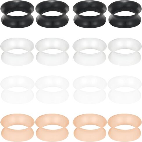 Ears Gauges Tunnels Plugs for Women Silicone Ear Gauge Stretching Kit 10G to 1" (2.5MM- 25MM) Expander Stretcher Plug Earrings for Piercing Jewelry for Women Black White Clear Flesh in Kuwait