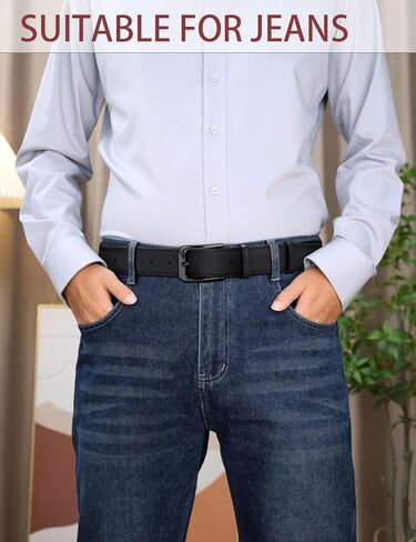 Men's genuine leather belt, handcrafted, 100% cowhide, 1 3/8 inches wide, suitable for casual wear, jeans and golf attire in Saudi Arabia