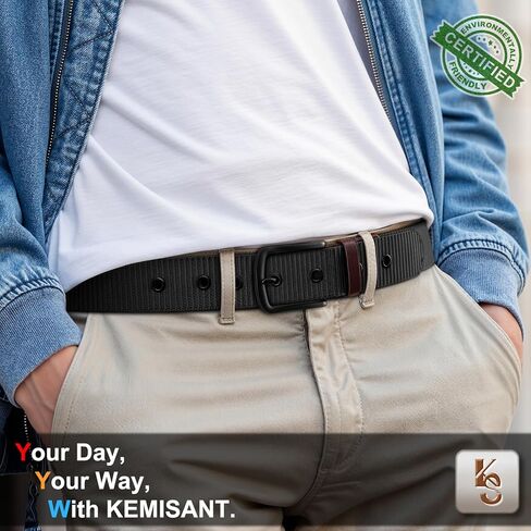 KEMISANT Men Golf Belt-Nylon Canvas Belt for Men Jeans Golf Pants 1 1/2"-7 Metal Holes in Saudi Arabia