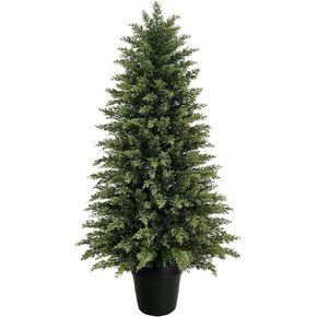 يوميات مافيس شجرة توبياري أرز اصطناعية بطول 3 أقدام، مجموعة من 1 نبات شجيرة دائمة الخضرة صناعية في المزارع، شجرة أرز وهمية داخلية وخارجية للشرفة الأمامية والمدخل والمكتب والمنزل in Kuwait