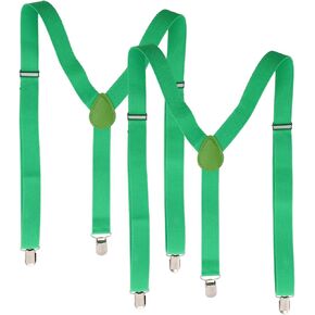 Ciieeo 2pcs Saint Patrick’s Adjustable Elastic Comfortable Men’s Pant Suspenders Lucky Clover Accessory for Party and Suit in Kuwait
