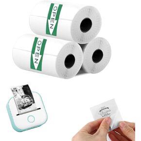 ورق ملصقات حراري 3 لفات، ورق ملصقات أبيض ذاتي اللصق مقاس 53 مم × 3.5 م متوافق مع الطابعات الحرارية الصغيرة M02، T02، M02S، M02 Pro، M04S، للملاحظات والقوائم والمجلات والملصقات التي تصنعها بنفسك in Kuwait
