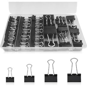 110PCS Black Binder Clips Assorted Sizes,4 Sizes Large Medium Small Mini Paper Clamps Set, Office Supplies Desk,Cute Office Paper Clips for Home School Office Supplies Organizing (Black) in Saudi Arabia