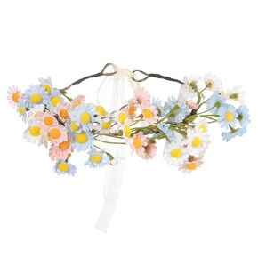 AWAYTR Flower Hippie Floral Crown - Boho Sunflower Headband for Women, Hippie Costume and Hair Accessories (White) in Kuwait