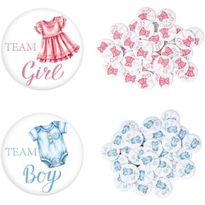 Whaline 60Pcs Gender Reveal Button Pins White Blue Pink Baby Clothes Team Boy or Girl Button Badges for Birthday Baby Shower Party Game Supplies in Saudi Arabia