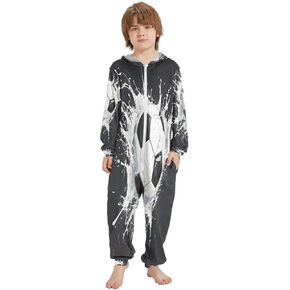 Soccer Ball Onesie Pajamas Zip Up One Piece Sleepwear Hooded Jumpsuits in Saudi Arabia