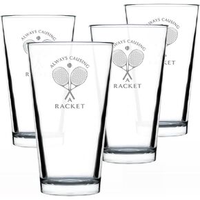 Causing A Racket - Pint Glass for Beer - Funny Tennis Themed Decor and Gifts - 16 Oz Glasses in Saudi Arabia