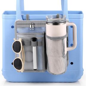 OUTXE Organizer Holder for Bogg Simple Modern Bag Accessories, Cup Phone Holder compatible with Stanley, Storage Mesh Divider Organizing Insert Pouch for XL Bog Beach Rubber Tote Bag, Gray in Kuwait