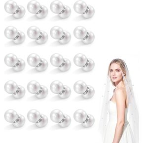 Veil Weights - 20 Pairs Magnetic Bridal Veil Weights for Outdoor Wedding, No Sew Pearl Weights for Long & Cathedral Veils, Anti-Wind Wedding Accessories for Brides in Saudi Arabia