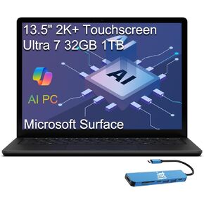 Microsoft Surface Laptop 7 13.8 "شاشة تعمل باللمس COPILOT+ PC BOOTION - Intel Core Ultra 7-32 GB - 1 TB SSD - English (US) Keyboard - Black in Kuwait
