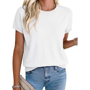 Totatuit Short Sleeve Sweaters for Womens Summer Crew Neck Knit Sweater Shirts Business Casual Work Tops 2026 Spring Outfits in Kuwait
