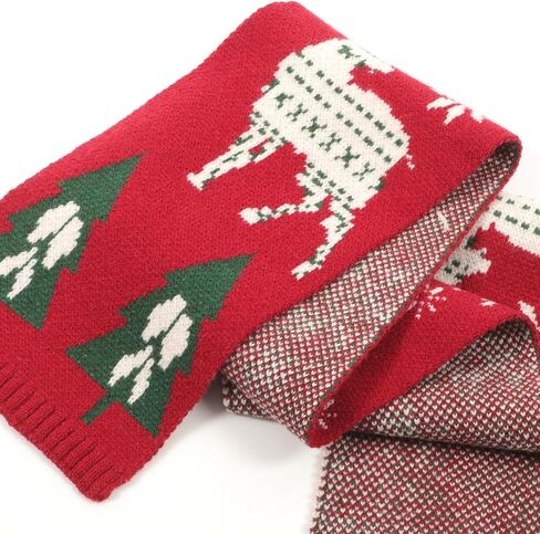 LIFKOME Knit Scarf Christmas Red Tree Pattern Warm Long Wool Blend Winter Scarf for Boys Holiday Accessory in Saudi Arabia