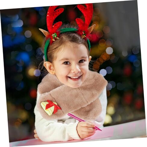BESPORTBLE Winter Scarf Plush Neck Warmer Soft Overlap Bell Christmas Warm Scarf for Boys and, Khaki in Saudi Arabia