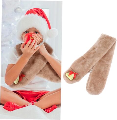 BESPORTBLE Winter Scarf Plush Neck Warmer Soft Overlap Bell Christmas Warm Scarf for Boys and, Khaki in Saudi Arabia