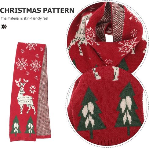 Knit Scarf Christmas Red Tree Pattern Long Warm Winter Festival Scarf for Boys in Saudi Arabia