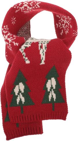 Christmas Knit Scarf Winter Warm Long Soft Red Tree Pattern Woolen Scarf for Boys and Holiday Accessories in Saudi Arabia