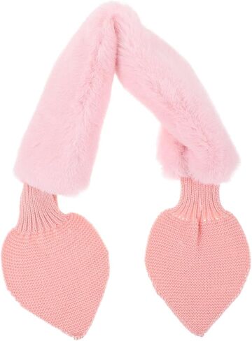 Yardwe Winter Scarf Warm Neckerchief Plush Cross Scarf for Boys Thick Cartoon Pink Cold Weather Accessory in Saudi Arabia