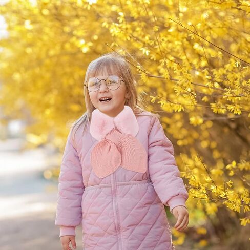 Yardwe Winter Scarf Warm Neckerchief Plush Cross Scarf for Boys Thick Cartoon Pink Cold Weather Accessory in Saudi Arabia