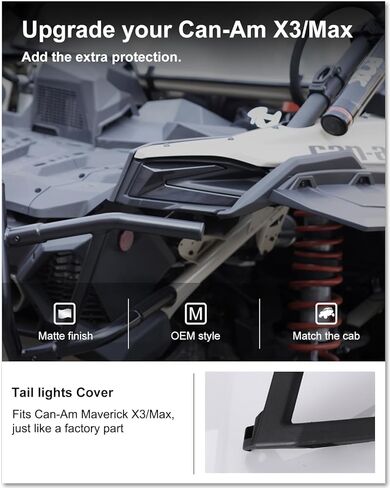 غطاء المصابيح الخلفية Kiwi Master لملحقات Can-Am Maverick X3/ Max لعام 2017-2026، استبدال OEM # 705010687، جانب الركاب الأيمن، أسود in Saudi Arabia
