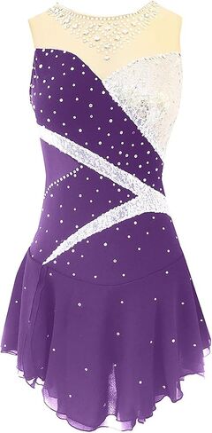 Figure Skating Dress Women, Girls Breathable Sleeveless Dance Performance Competition Clothing Ice Suit Wear Dresses Skating,Red,XL in Saudi Arabia