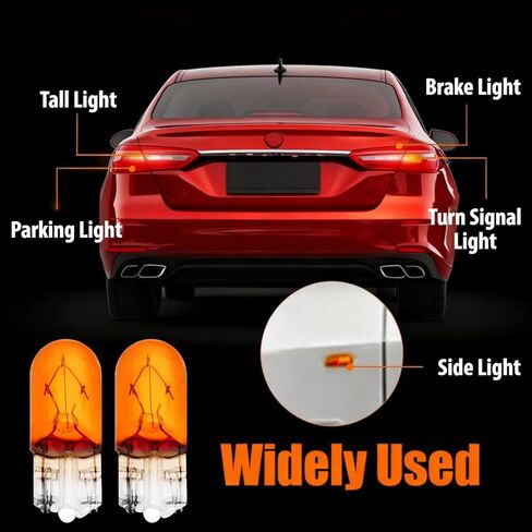 194Amber Bulb 100 Pack Automotive Brake Light,T10 168 2825 Amber RV Camper Turn Signal Bulb,12V3W W5W Taillight Panel Light Replacement for Cars,Trucks,SUVs in Saudi Arabia