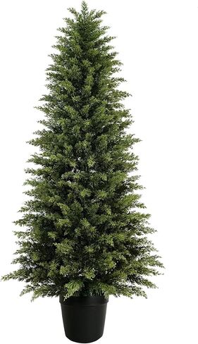 Mavis's Diary 3ft Artificial Cedar Topiary Tree, Set of 1 Realistic Faux Evergreen Shrub Plant in Planter, Indoor Outdoor Fake Cedar Tree for Front Porch, Entryway, Office & Home Decor in Saudi Arabia