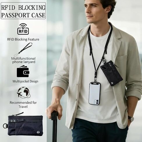 RFID Blocking Travel Wallet Neck Passport Holder Waterproof Slim Organizer for Men & Women in Saudi Arabia