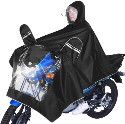 ITODA Motorcycle Rain Poncho Reusable Cycling Scooter Waterproof Extra Large Hoodie Bike Raincoat Transparent Visor Brim Cape in Saudi Arabia