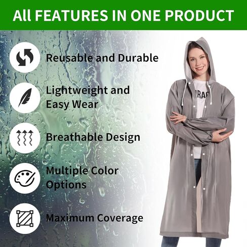 Ponchos Family Pack, (8 Pack) Rain Poncho for Adults Disposable Emergency Rain Ponchos in Saudi Arabia