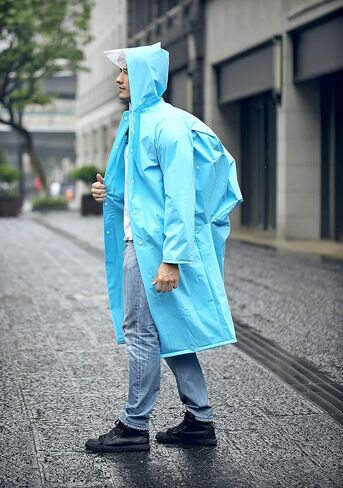 Reusable Rain Poncho with Hood for adults- Portable Waterproof Plastic Snap Raincoat in Saudi Arabia