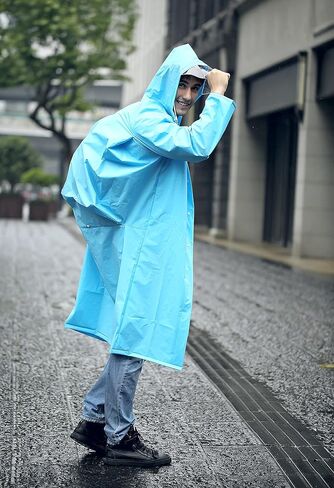 Reusable Rain Poncho with Hood for adults- Portable Waterproof Plastic Snap Raincoat in Saudi Arabia