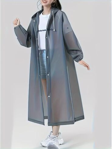 A full-body adult raincoat, with a semi-transparent design, suitable for outdoor cycling, hiking, and running. in Saudi Arabia