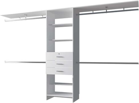 Closet Organizer System with Hanging Rods & Shelves - White in Saudi Arabia