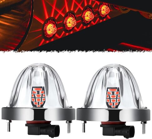 Glass Watermelon Lights,3-1/2" H11 Red LED/Clear Lens Side Marker Clearance Lights with Bezel for Semi Trucks Trailers 2Pack in Saudi Arabia