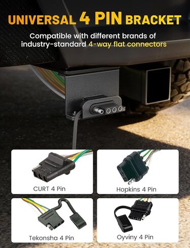 Oyviny Vehicle-Side 4 Way Flat Trailer Wiring Harness Mounting Bracket, Rust-Proof Trailer Plug Bracket Universal Fit for All Standard 4-Pin Flat Connectors, Black Oxide Finish in Saudi Arabia
