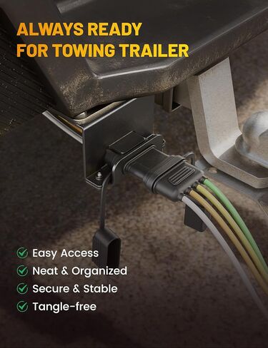 Oyviny Vehicle-Side 4 Way Flat Trailer Wiring Harness Mounting Bracket, Rust-Proof Trailer Plug Bracket Universal Fit for All Standard 4-Pin Flat Connectors, Black Oxide Finish in Saudi Arabia