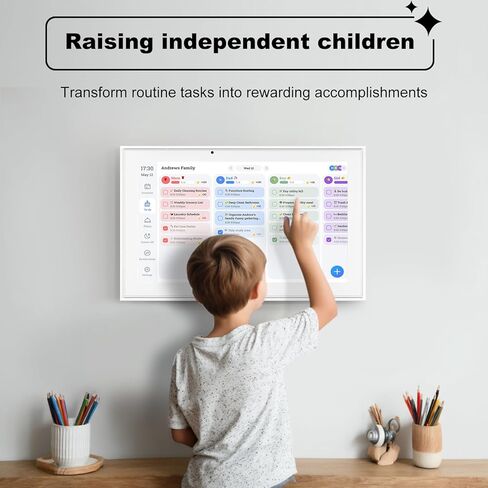 تقويم رقمي، تقويم إلكتروني مقاس 15.6 بوصة ومخطط عمل، شاشة لمس تفاعلية عالية الدقة 1080 بكسل شاشة لمس ذكية لجداول العائلة - حامل على الحائط، رائع لتنظيم 2025-2026 باللون الأبيض in Kuwait