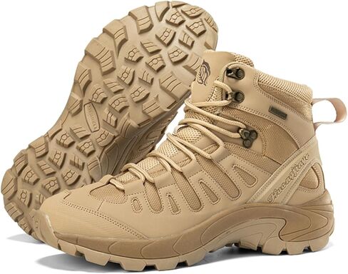 Men's Mid Top Lace Up Military Tactical Combat Boots Casual Non Slip Outdoor Mountaineering Trekking Commando Tactical Booties in Saudi Arabia